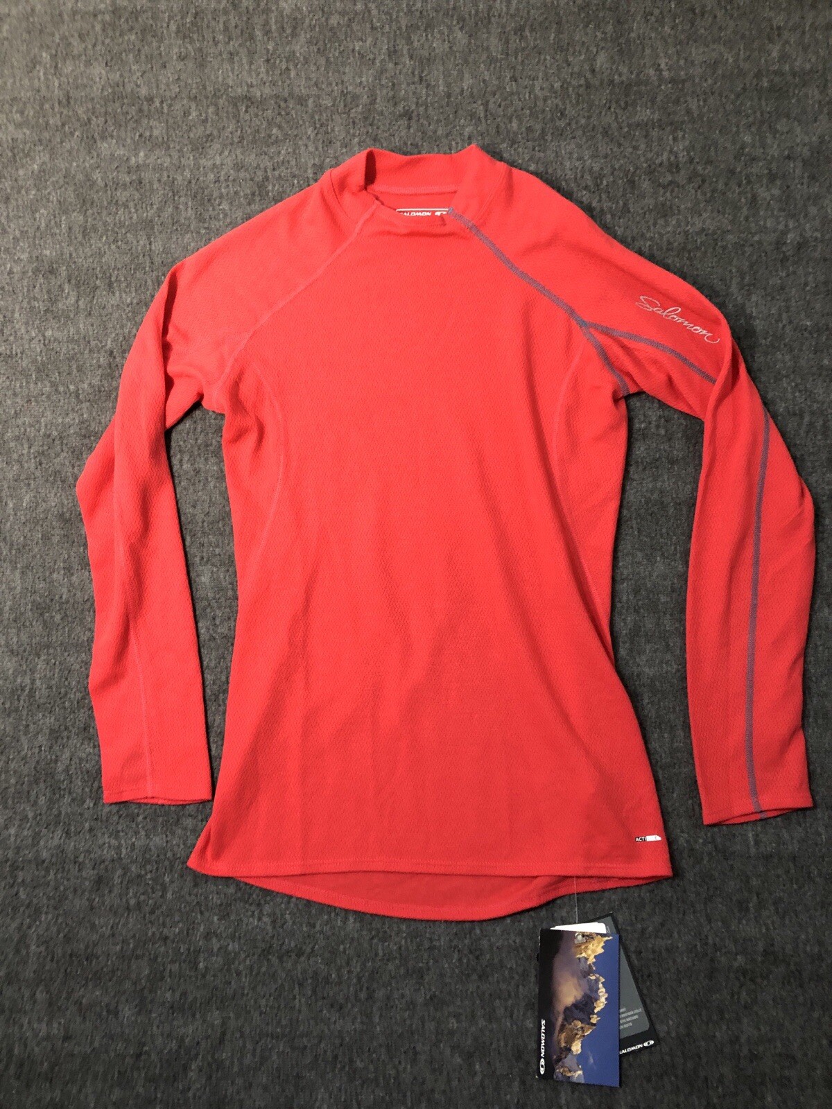 Salomon Actilite Camicia Ragazzi L Grande Rossa Escursionismo Outdoor Base Strato Pollici Nuova