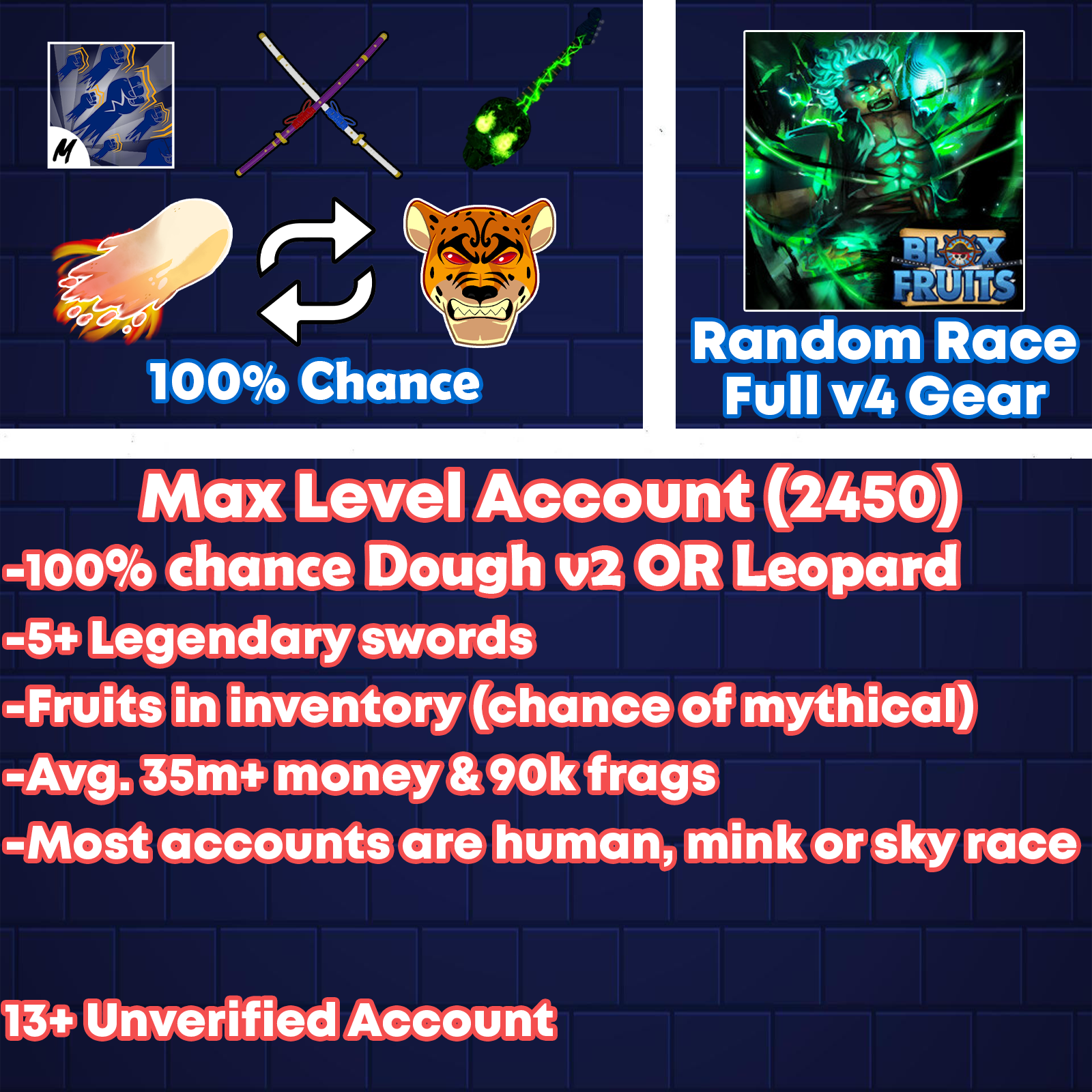 🔥 BLOX FRUITS ACCOUNTS, ⭐ MAX LVL, ⚔️CDK, 👼 V4 AWAKENED, 💢 30M  BOUNTY