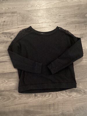 Forever 21 Women Size S Black Long Sleeve Lace Back Shirt Color Black