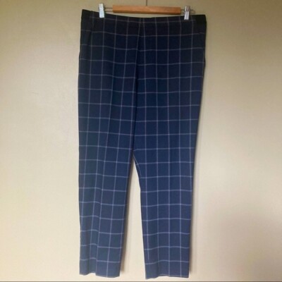UNIQLO Women's Navy Windowpane Check EZY Pants - XXL - EUC