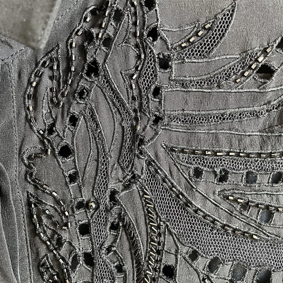 Camisa manga larga ROBERTO CAVALLI seda negra lentejuelas para mujer - talla 42 Foto 4 de 4