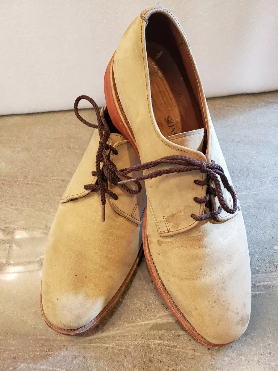 Allen Edmonds Orlean Mens 9E Tan Nubuck Leather Plain Toe Dress Shoes Vintage