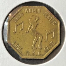 ~204 NYC OLD TIMES PEEP 'SHOW WORLD CENTER' TOKEN TIMES SQ 8 Ave 42nd St SCARCE