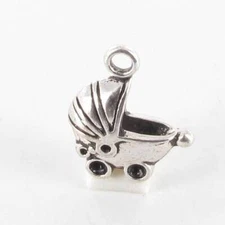 Charm Metal Pram 16mm Silver (10 Pieces)