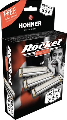 Hohner Rocket C G A Mundharmonika Set Pro Pack diatonisch Progressive Harp