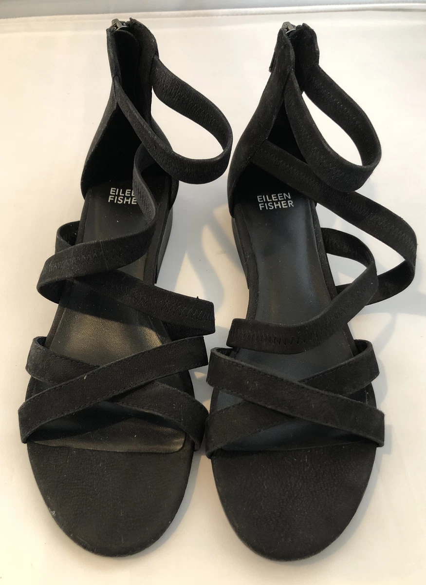 EILEEN FISHER sport Beach Mesh strap sandal open toe strappy black
