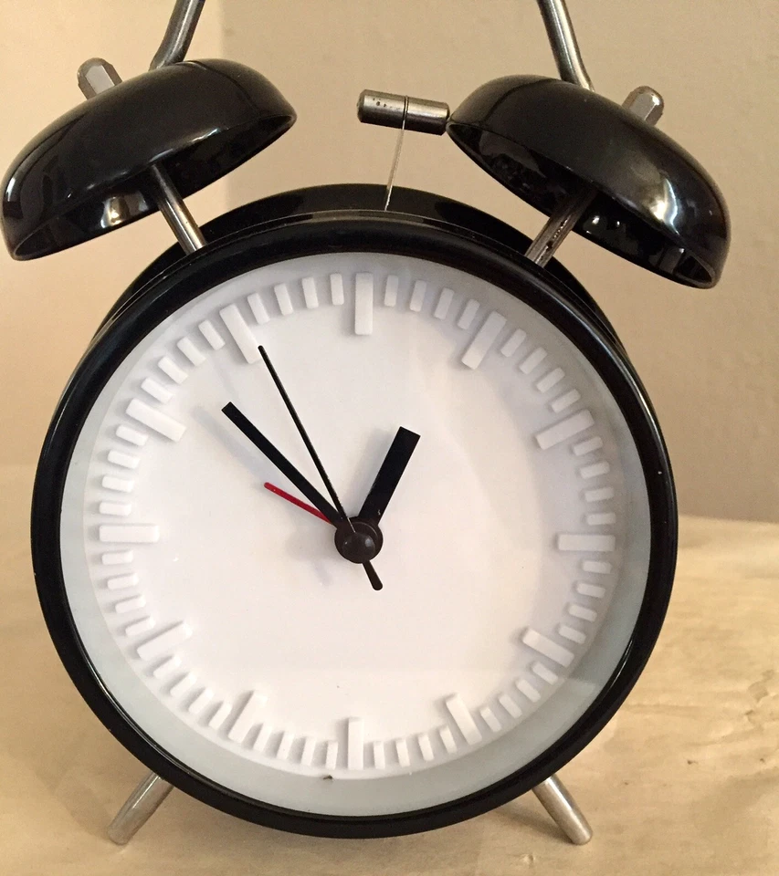 Quartz Alarm Black Bell Alarm Clock  With Light Pre-Owned, Tested - Image 4 of 4