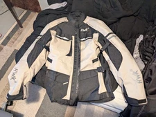 HWK Motorcycle Jacket and Over Pants / Off-White and Black / SOLD AS SET