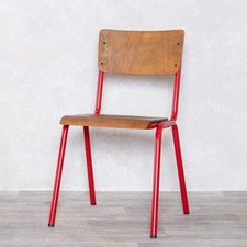 RED STACKING CAFE CHAIR VIBRANT METAL RETRO STYLE RESTAURANT DINING BAR SEATING