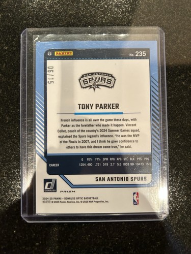 2024-25 Panini Donruss Optic Tony Parker Legends Black Pandora 6/15 Looks Great! - Picture 2 of 2