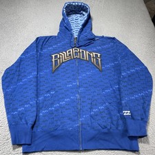 Billabong Hoodie Mens XL Blue Full Zip Allover Logo Graphic Sweatshirt