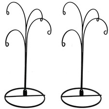 Ornament Display Stand, 4 Prong Holder For Christmas Tree Decorations, Black