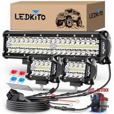 12Inch LED Light Bar and 2PCS 4Inch 12 4in LED Light Bar Kit with Rocker Switch