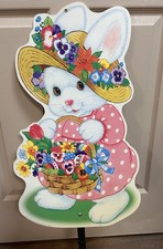 Vtg Easter Bunny Yard Art Sign Holiday Decor 2000 Impact Plastics