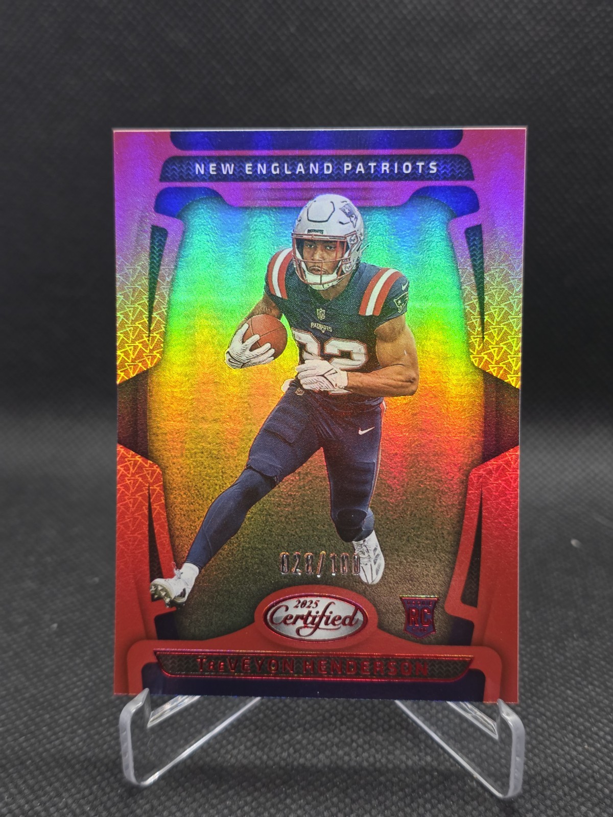 2025 Panini Certified - Rookies TreVeyon Henderson #144 Mirror Red /100 (RC)