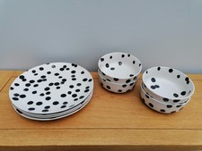 Habitat PAD Black & Cream Dotted Dinner Plates & Bowls – Sold Separately
