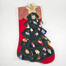 NICE Vintage 2005 Hallmark Stocking Display Tree w/ 23 Miniature Mini Ornaments
