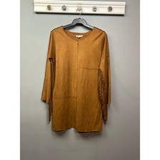 Loveriche Tunic Dress Women Medium Brown Faux Suede Fringe Western Boho Festival