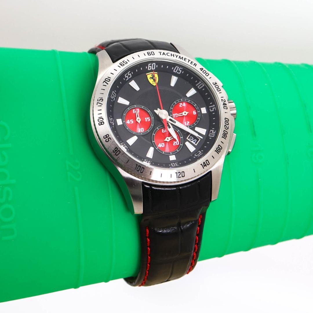 Ferrari Scuderia Chronograph Watch Black Dial Red Accents Used | eBay