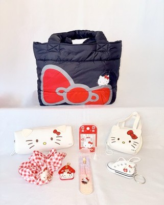 Hello Kitty Black Puff Bag with 7 Matching Accessories