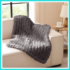 Chunky Knit Blanket Throw - Soft Chunky Throw Blanket 30x40: 100 Hand Kintte...