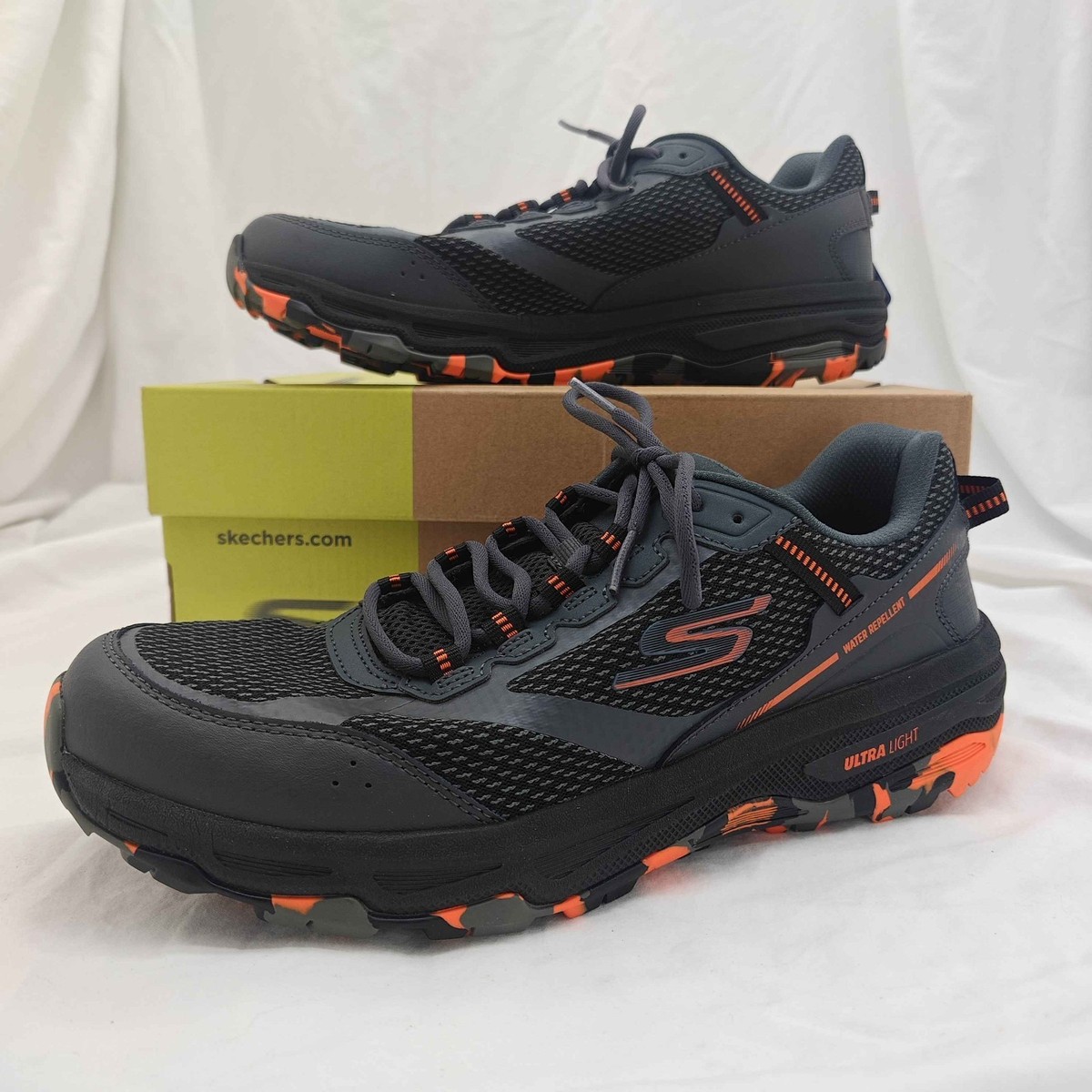Skechers Go Run Trail Altitude Men Size 9.5 Charcoal Orange 