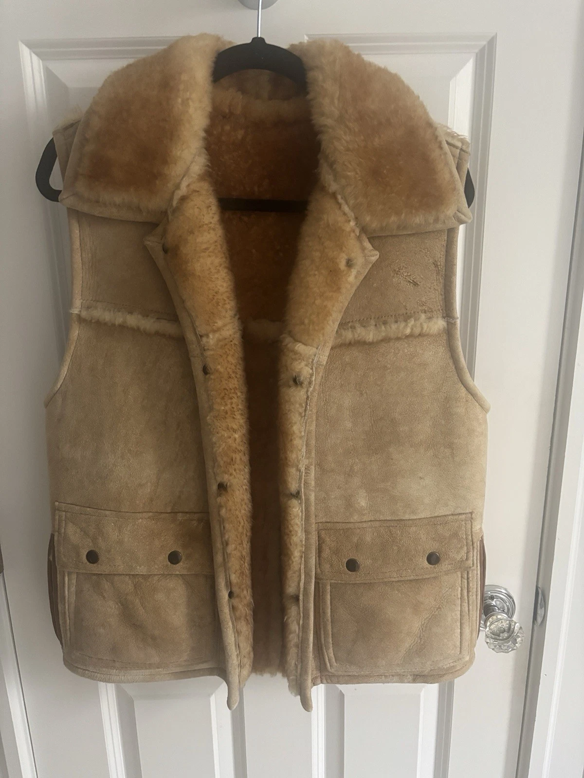 VTG Overland Sheepskin Co. Shearling Vest Multi Pocket Western Men's Small image 1