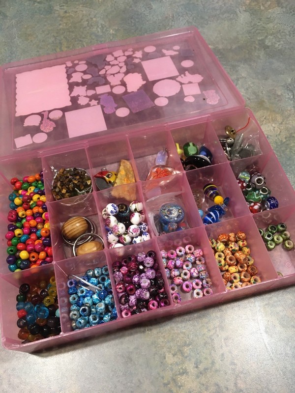 LOT Beads & Pendant Collection Glass Ceramic Metal Astrology Mushrooms Hemp wBox