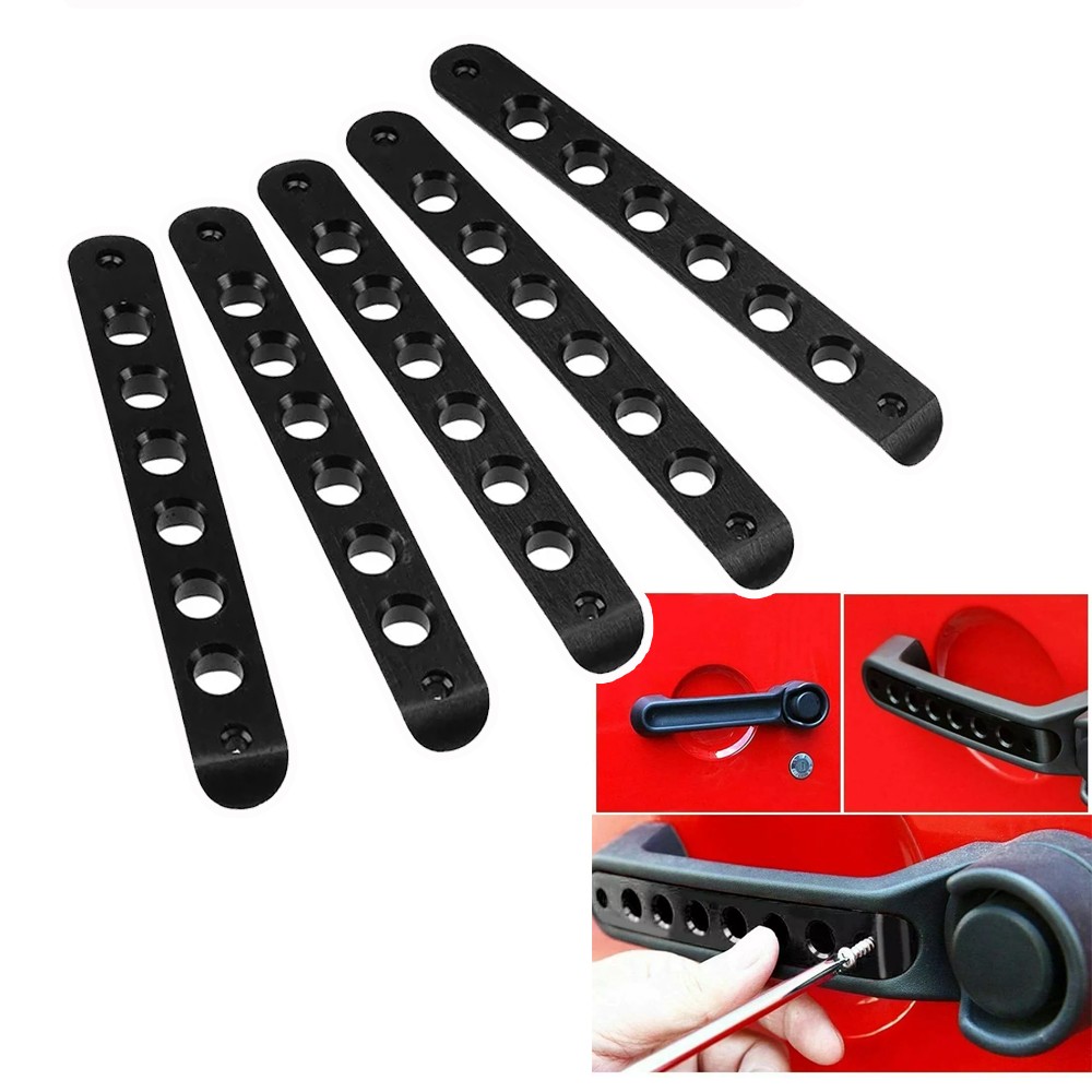 5x Black Door Grab Handle Inserts Cover Decoration Trim Fit 4-Door Jeep Wrangler