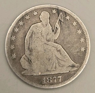 1877 Seated Liberty Silver Half Dollar 50C Philadelphia Mint