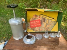 vintage Mirro aluminum cookie and pastry press and decorating set
