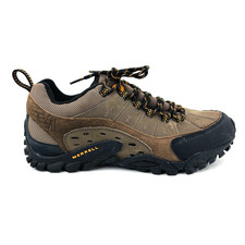 Mens 9.5 Merrell Intercept Boulder Brown Leather Hiking Boots Shoes J202344C
