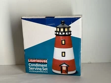 Boston Warehouse Lighthouse Condiment Serving Storage Set Ceramic 12” Tall Juneb