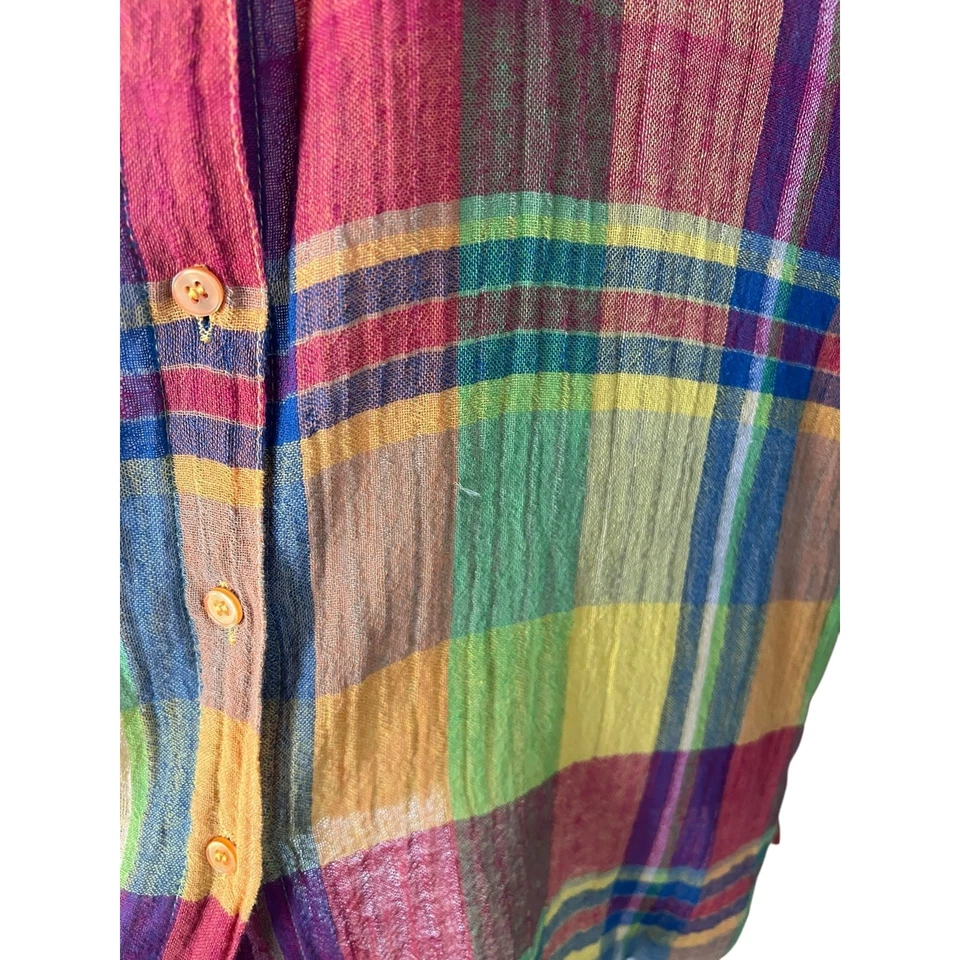 Camisa de mujer Reflections by Spiegel vintage de algodón a cuadros con botones talla grande Foto 2 de 4