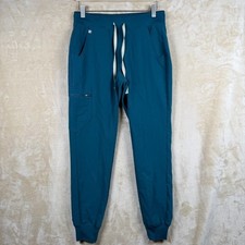 Figs Zamora Technical Collection Teal Blue Scrub Jogger Pants W18SW2005 Womens S