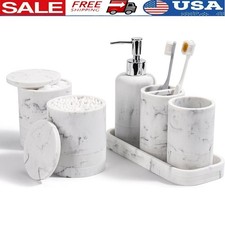 6 Piece Bathroom Accessory Set Soap Dispenser Toothbrush Holder Vanity Tray Jars