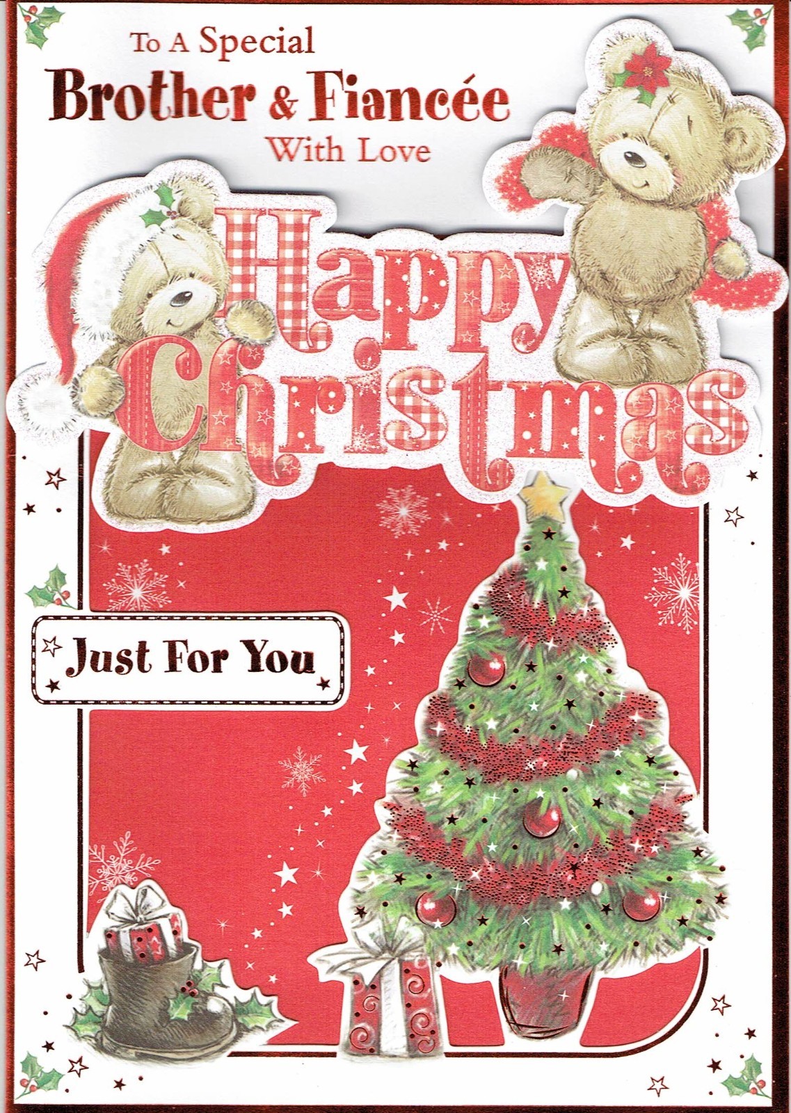 BROTHER AND FIANCEE CHRISTMAS CARD,  Quality Card Cute Design