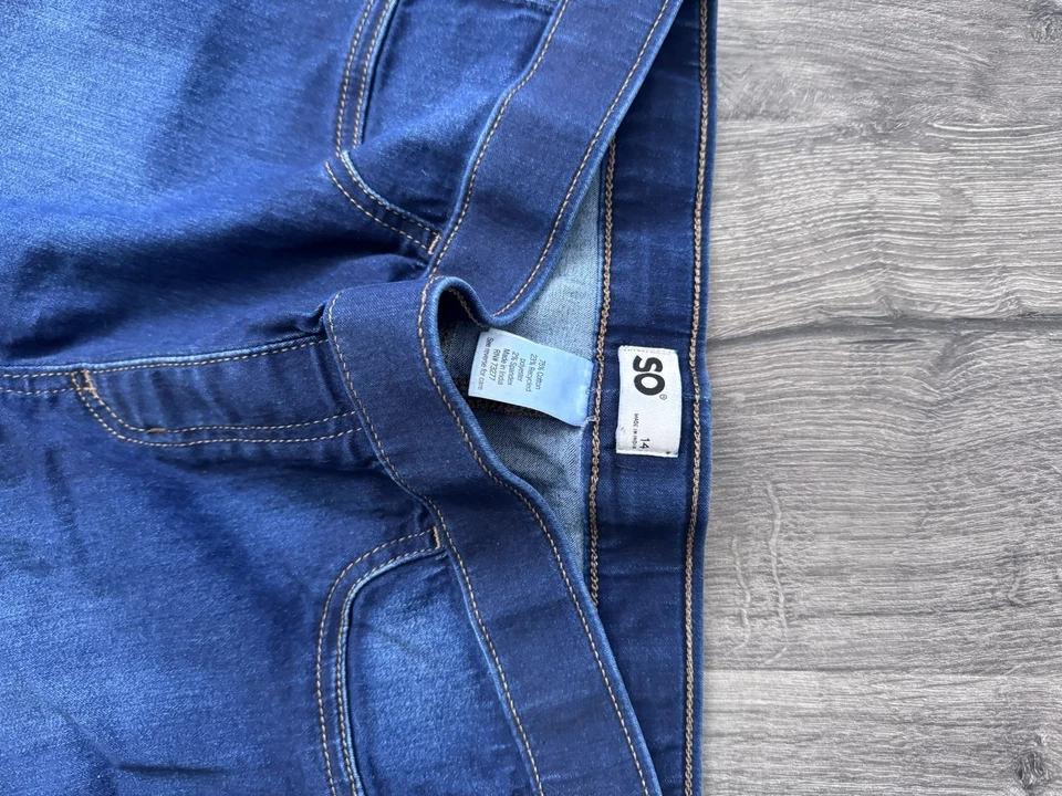 Pantalones de mezclilla elásticos ajustados de tiro medio azules talla 14 talla 14 para niñas nuevos con etiquetas Foto 2 de 4