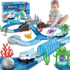 VATOS Track Toys 183 Pcs Shark Race Car Toys for Boys Girls 3 4 5 6 7 9 Year,...