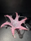 Vintage Pink Murano Style Art Glass Decorative Bowl Starburst Centerpiece