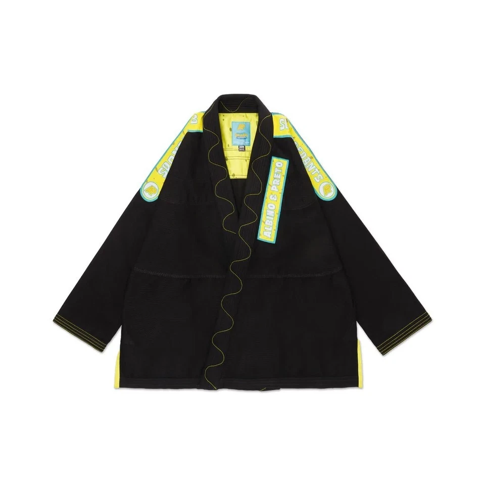 Альбинос Preto A & P x Губка Боб 2 взрослых черный BJJ кимоно джиу-джитсу униформа 450 GSM - Изображение 2 из 4
