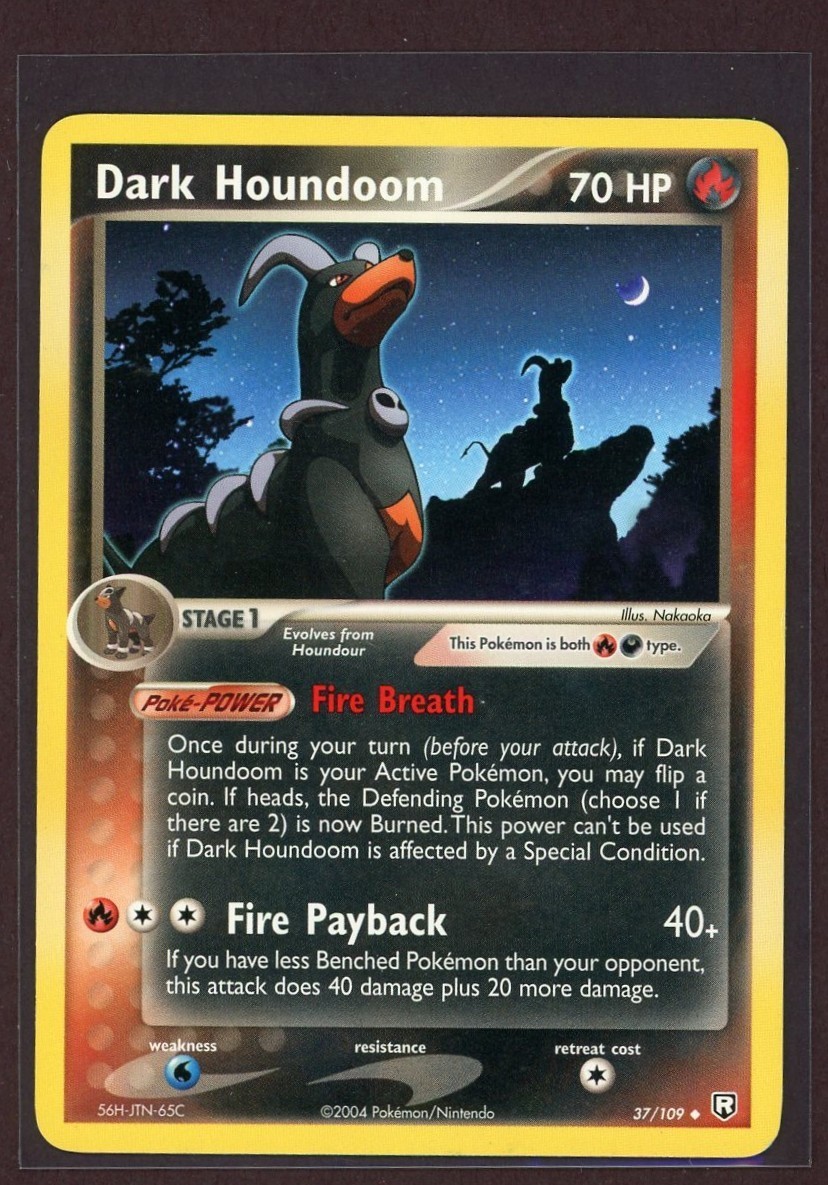 Dark Houndoom Non-Holo 2004 Pokemon Card 37/109 EX Rocket Returns EXC/LP