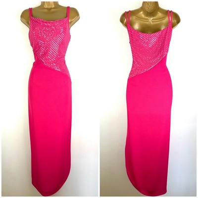 Ronald Joyce After Six Pink Sequin Beaded Dress 12 80s Evening