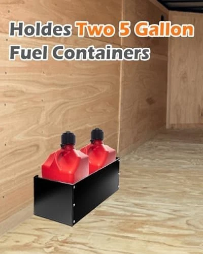 Fuel Jug Holder Rack, Gas Can Mount fits Two 5 Gallon Fuel Containers with Base