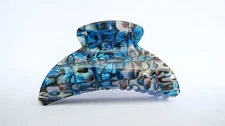Bright blue abalone sea shell effect hair claw clip