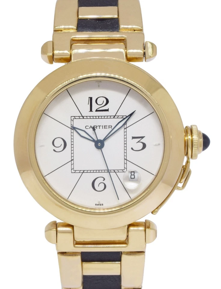 Reloj Automático Cartier Pasha Oro Amarillo 18k y Cuero Hombre 38mm Ref. 1989