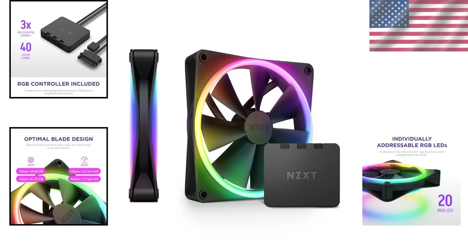 Customize Your Cooling: F140 Twin Pack RGB Fans with High Airflow & CAM Control - Image 2 of 4