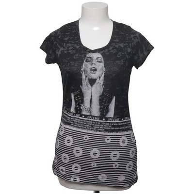 Cipo & Baxx, T-shirt, Größe: L, Schwarz/Grau, Print, Damen #Xm0