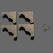 4pcs Vintage Wooden Box Case Decor Albums Corner Scrapbooking Protectors Covers
