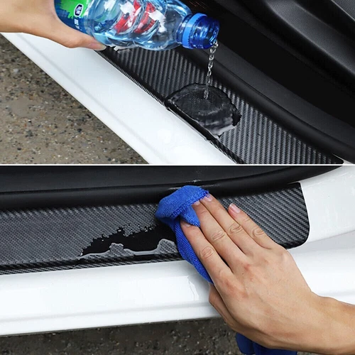 Protector adhesivo antiarañazos cubierta antiarañazos para alféizar de placa de puerta de coche de fibra de carbono 4 un. - Imagen 6 de 11